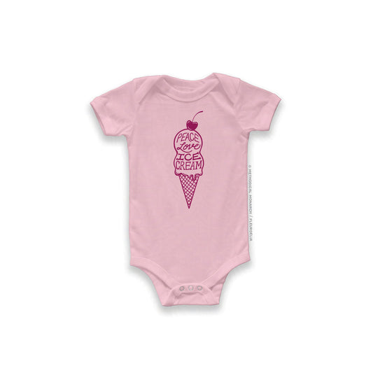 Peace, Love, Ice Cream - Baby Short-Sleeve Bodysuit